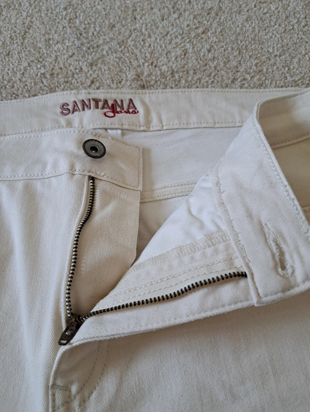 Santana Jeans Cropped Cream Denim Women's Size 16 Capri Stretch Pants - Picture 5 of 12